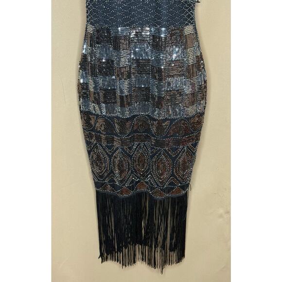 Unique Vintage Black God and Bronze Beaded and Sequin Flapper Dress M NWOT - Picture 11 of 11